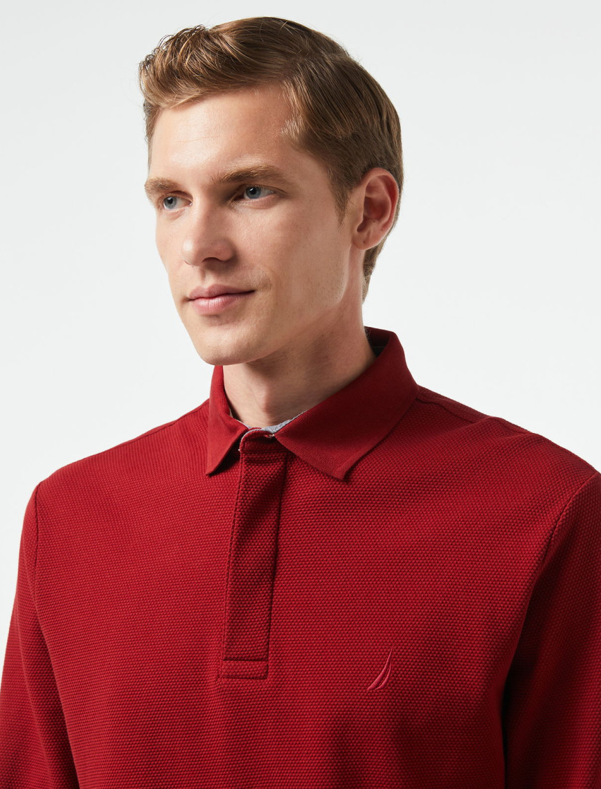 Nautica Erkek Bordo Slim Fit Uzun Kollu Polo
