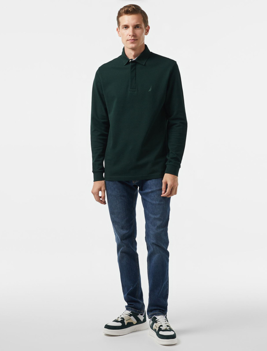 Nautica Erkek Yeşil Slim Fit Uzun Kollu Polo