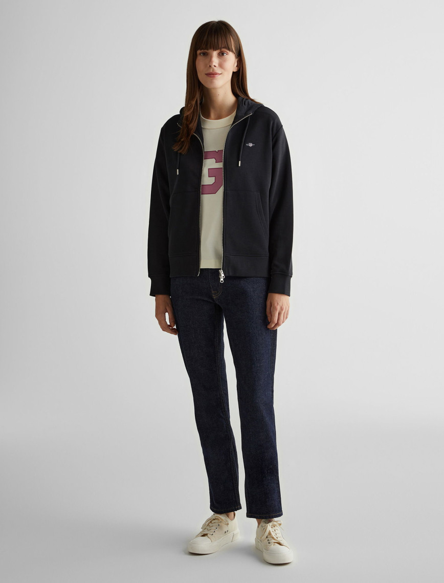 GANT Kadın Siyah Relaxed Fit Kapüşonlu Sweatshirt GANT Kadın Siyah Relaxed Fit Kapüşonlu Sweatshirt