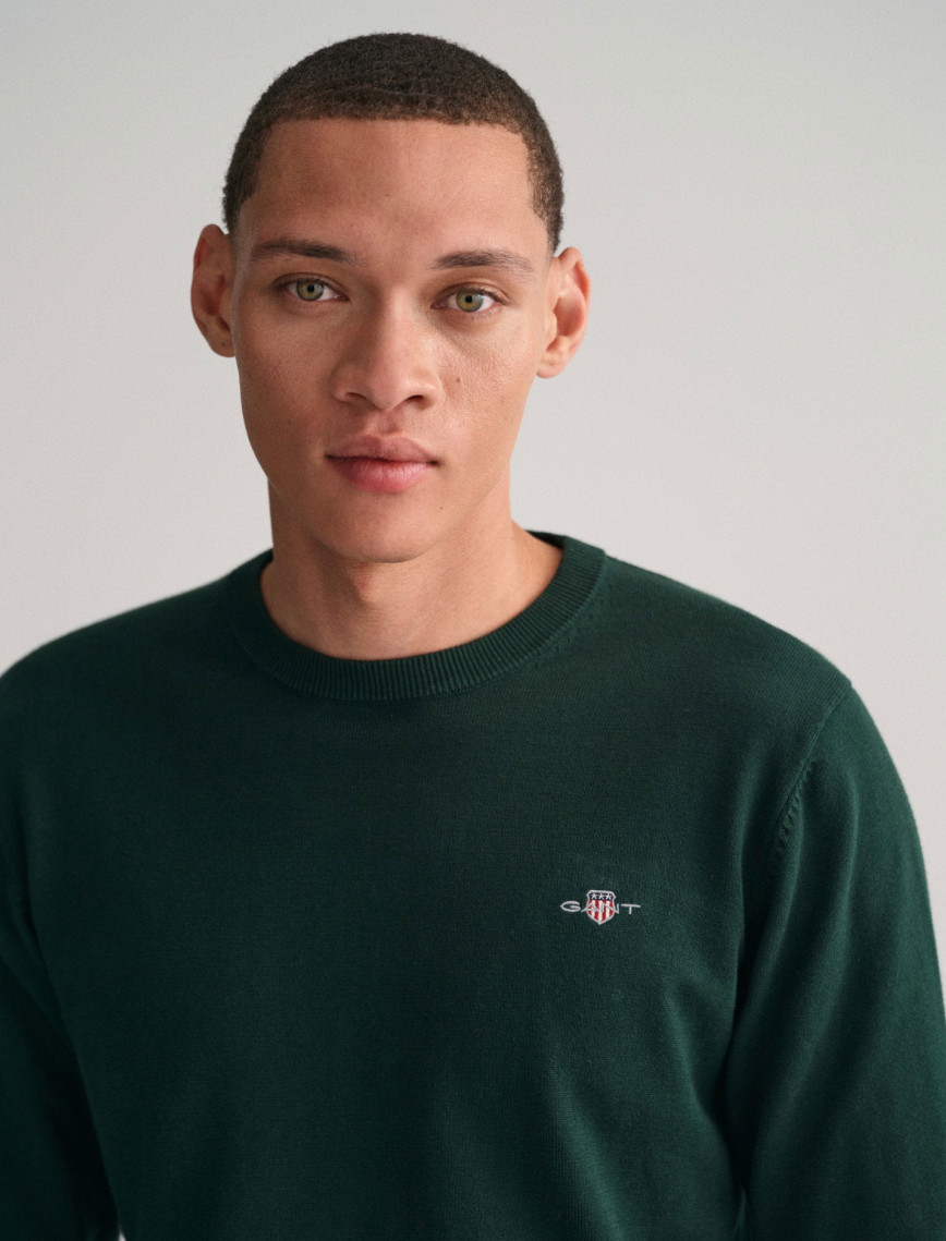 GANT Erkek Yeşil Regular Fit Bisiklet Yaka Kazak GANT Erkek Yeşil Regular Fit Bisiklet Yaka Kazak