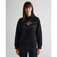 GANT Kadın Siyah Relaxed Fit Kapüşonlu Logolu Sweatshirt GANT Kadın Siyah Relaxed Fit Kapüşonlu Logolu Sweatshirt