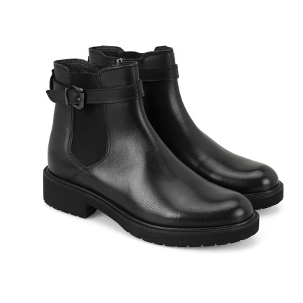 Kadın Kemer Aksesuarlı Siyah Lastikli Deri Chelsea Bot Kadın Kemer Aksesuarlı Siyah Lastikli Deri Chelsea Bot