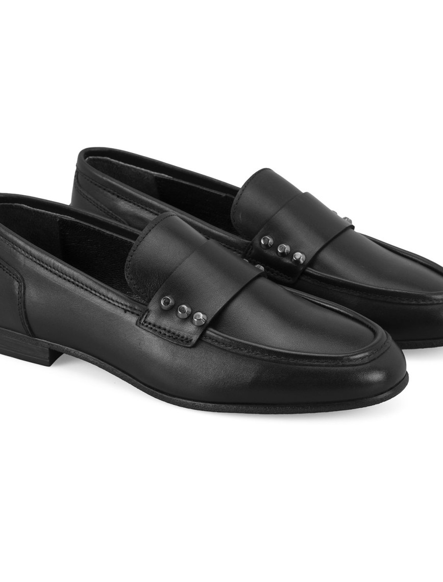 Kadın Siyah Deri Loafer Kadın Siyah Deri Loafer