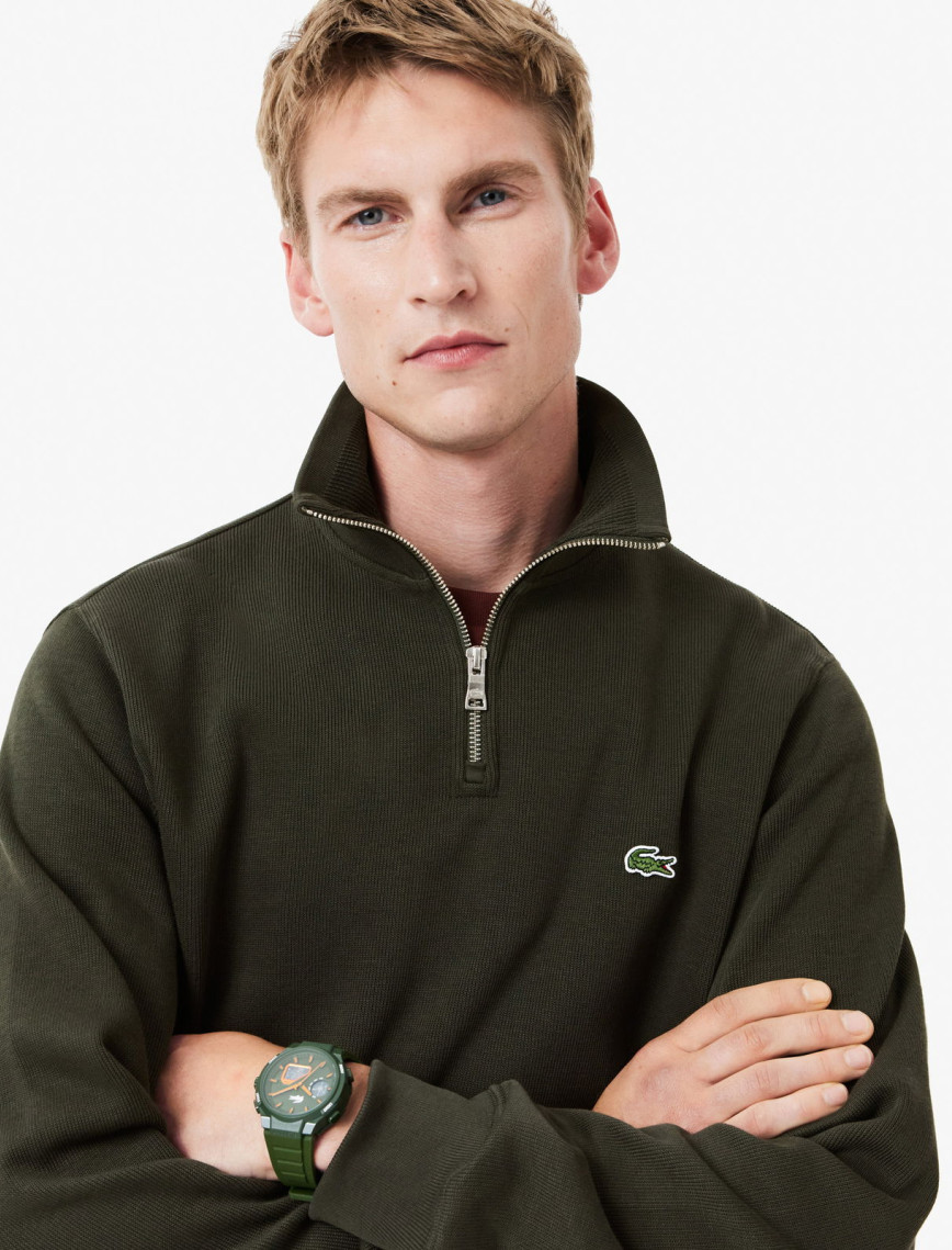 Lacoste Erkek Classic Fit Yarım Fermuarlı Haki Sweatshirt