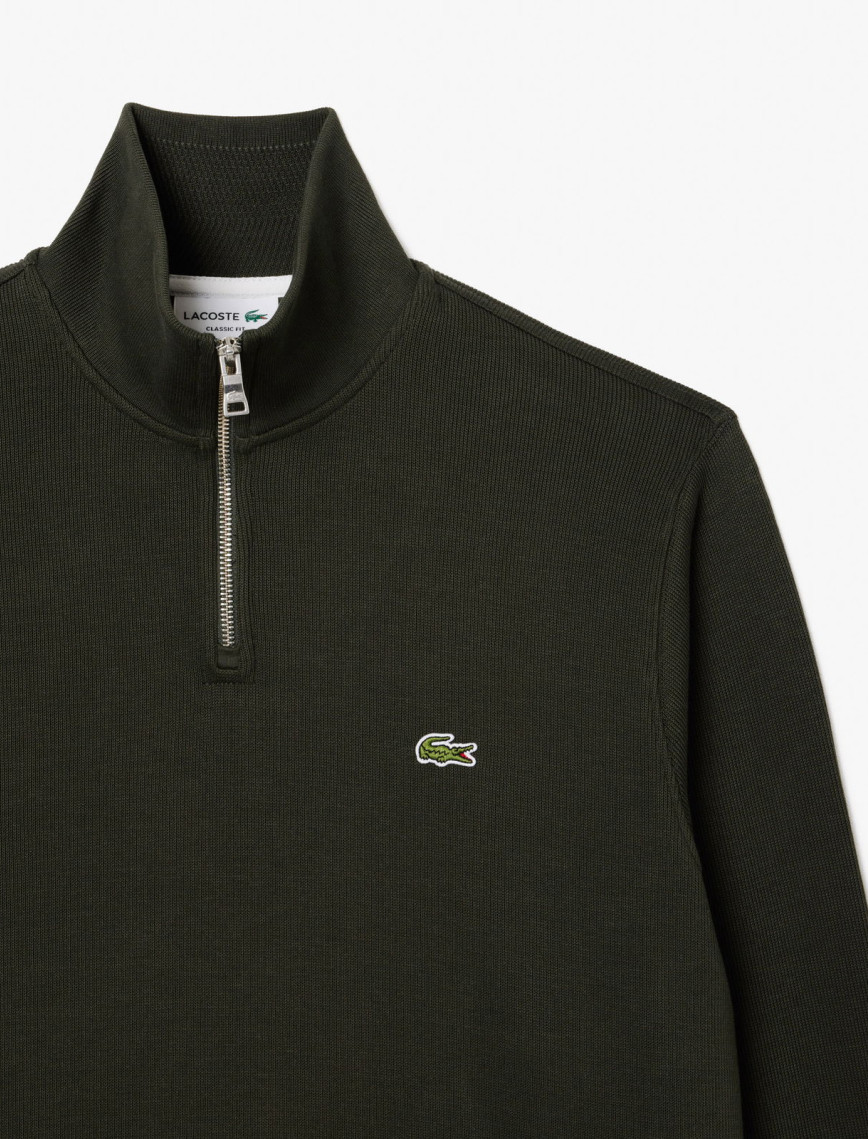 Lacoste Erkek Classic Fit Yarım Fermuarlı Haki Sweatshirt