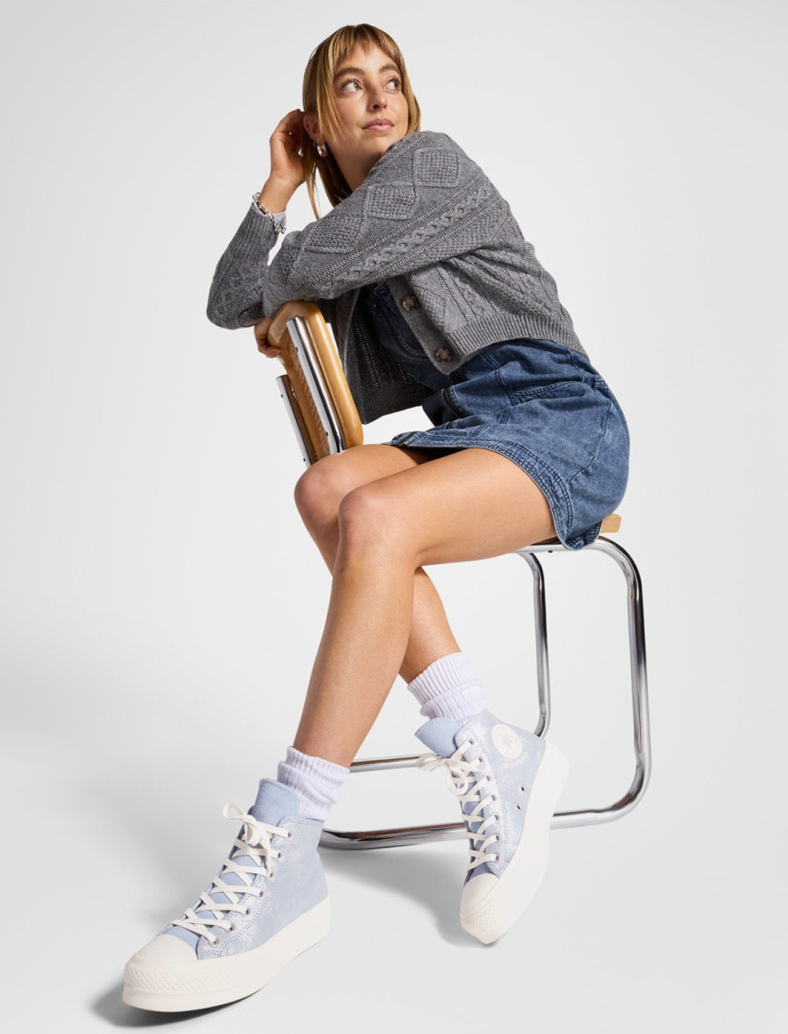 Converse Chuck Taylor All Star Lift Kadın Lila Süet Platform Sneaker Converse Chuck Taylor All Star Lift Kadın Lila Süet Platform Sneaker