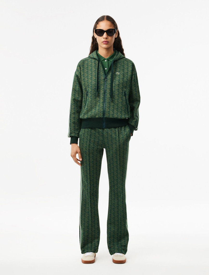 Lacoste Kadın Regular Fit Kapüşonlu Monogram Koyu Yeşil Sweatshirt Lacoste Kadın Regular Fit Kapüşonlu Monogram Koyu Yeşil Sweatshirt