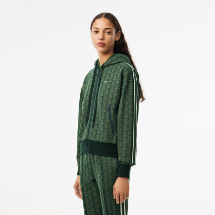 Lacoste Kadın Regular Fit Kapüşonlu Monogram Koyu Yeşil Sweatshirt Lacoste Kadın Regular Fit Kapüşonlu Monogram Koyu Yeşil Sweatshirt