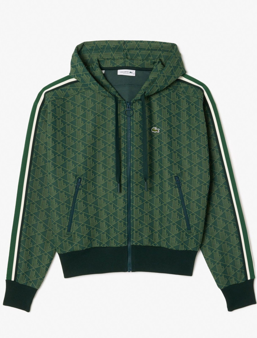 Lacoste Kadın Regular Fit Kapüşonlu Monogram Koyu Yeşil Sweatshirt Lacoste Kadın Regular Fit Kapüşonlu Monogram Koyu Yeşil Sweatshirt