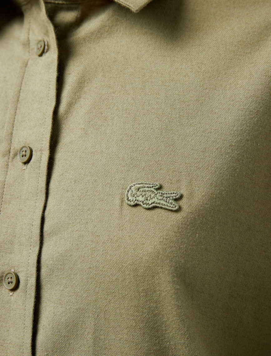 Lacoste Kadın Loose Fit Haki Gömlek Lacoste Kadın Loose Fit Haki Gömlek