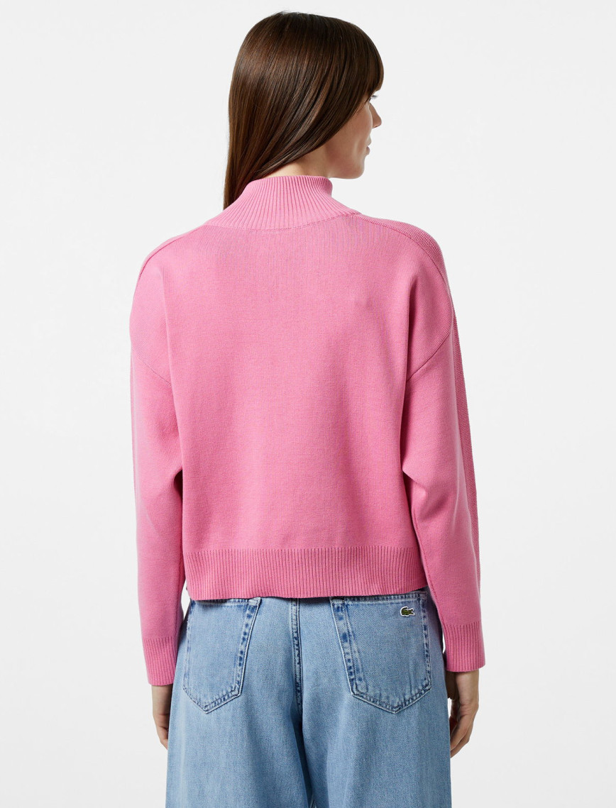 Lacoste Kadın Relaxed Fit Yarım Fermuarlı Pembe Triko Lacoste Kadın Relaxed Fit Yarım Fermuarlı Pembe Triko