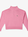 Lacoste Kadın Relaxed Fit Yarım Fermuarlı Pembe Triko Lacoste Kadın Relaxed Fit Yarım Fermuarlı Pembe Triko