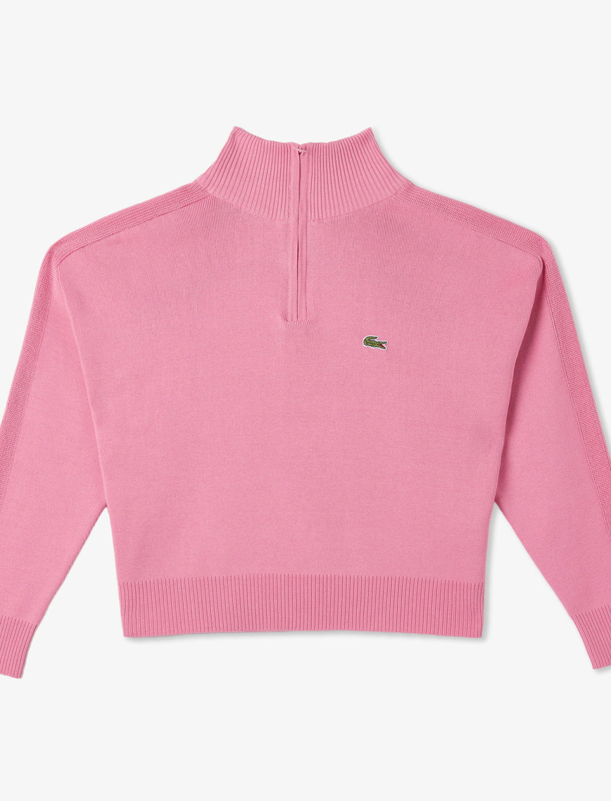 Lacoste Kadın Relaxed Fit Yarım Fermuarlı Pembe Triko Lacoste Kadın Relaxed Fit Yarım Fermuarlı Pembe Triko