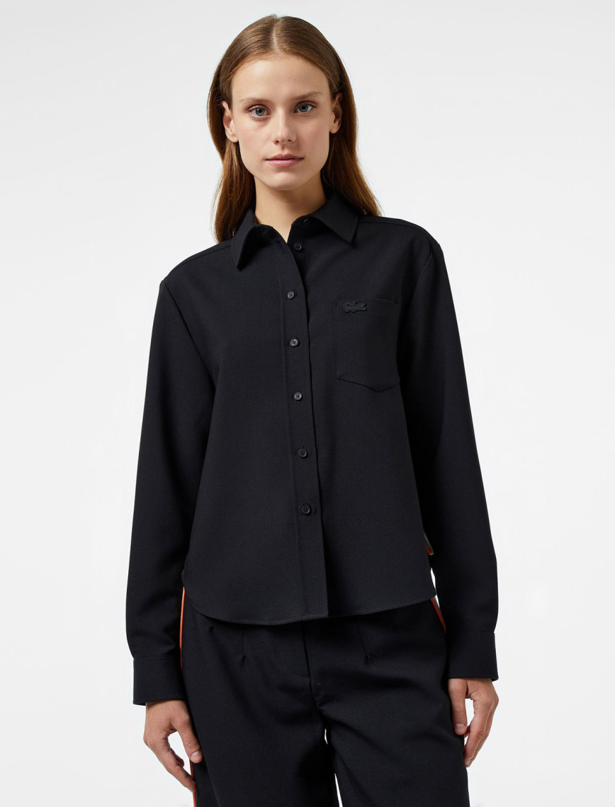 Lacoste Kadın Oversize Fit Gömlek Yaka Siyah Gömlek Lacoste Kadın Oversize Fit Gömlek Yaka Siyah Gömlek