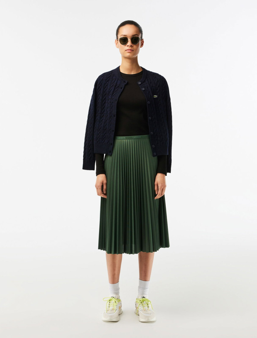 Lacoste Kadın Slim Fit Uzun Kollu Bisiklet Yaka Siyah T-Shirt