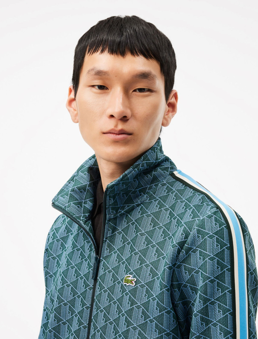 Lacoste Erkek Regular Fit Fermuarlı Monogram Yeşil Sweatshirt