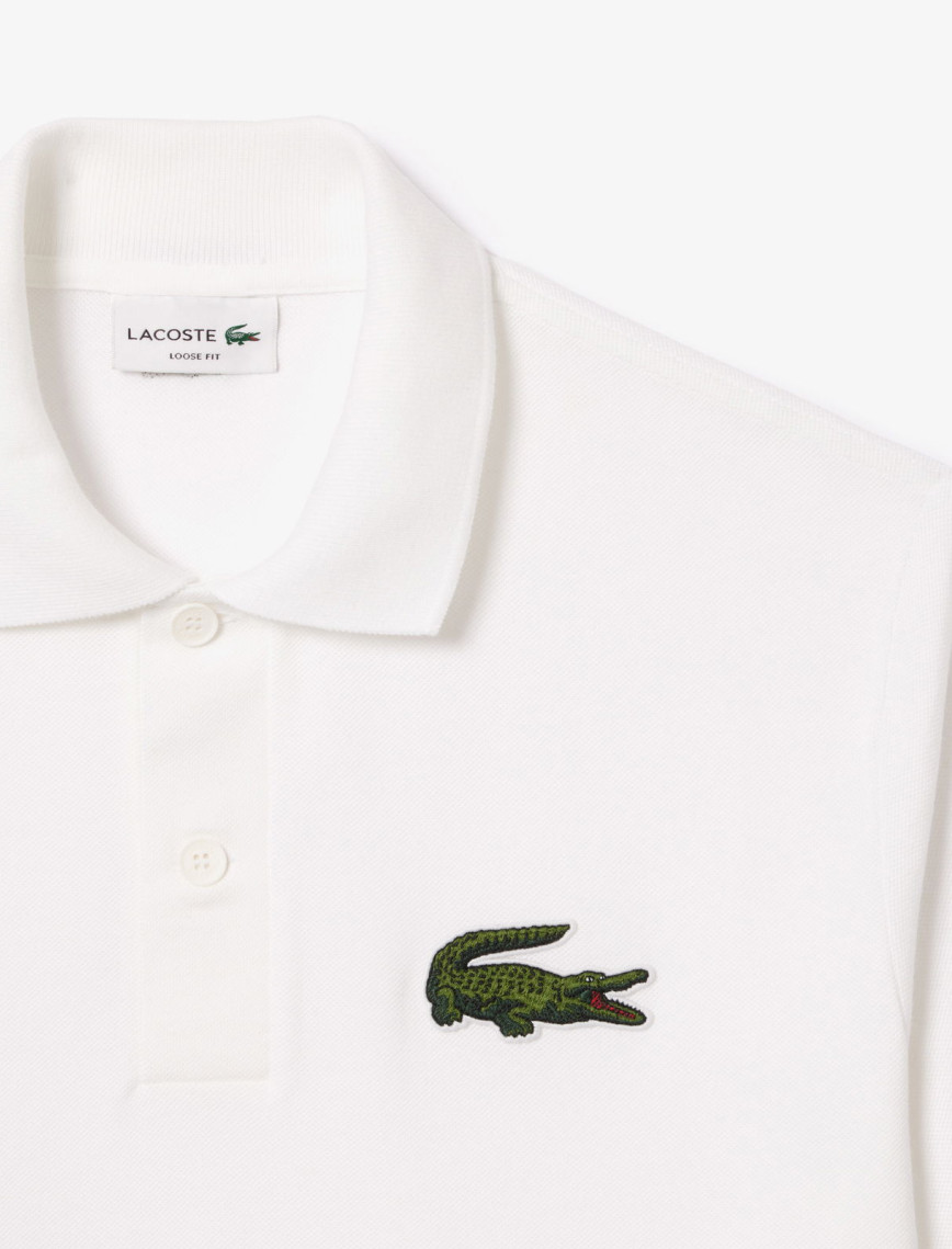 Lacoste Unisex Loose Fit Beyaz Polo Lacoste Unisex Loose Fit Beyaz Polo