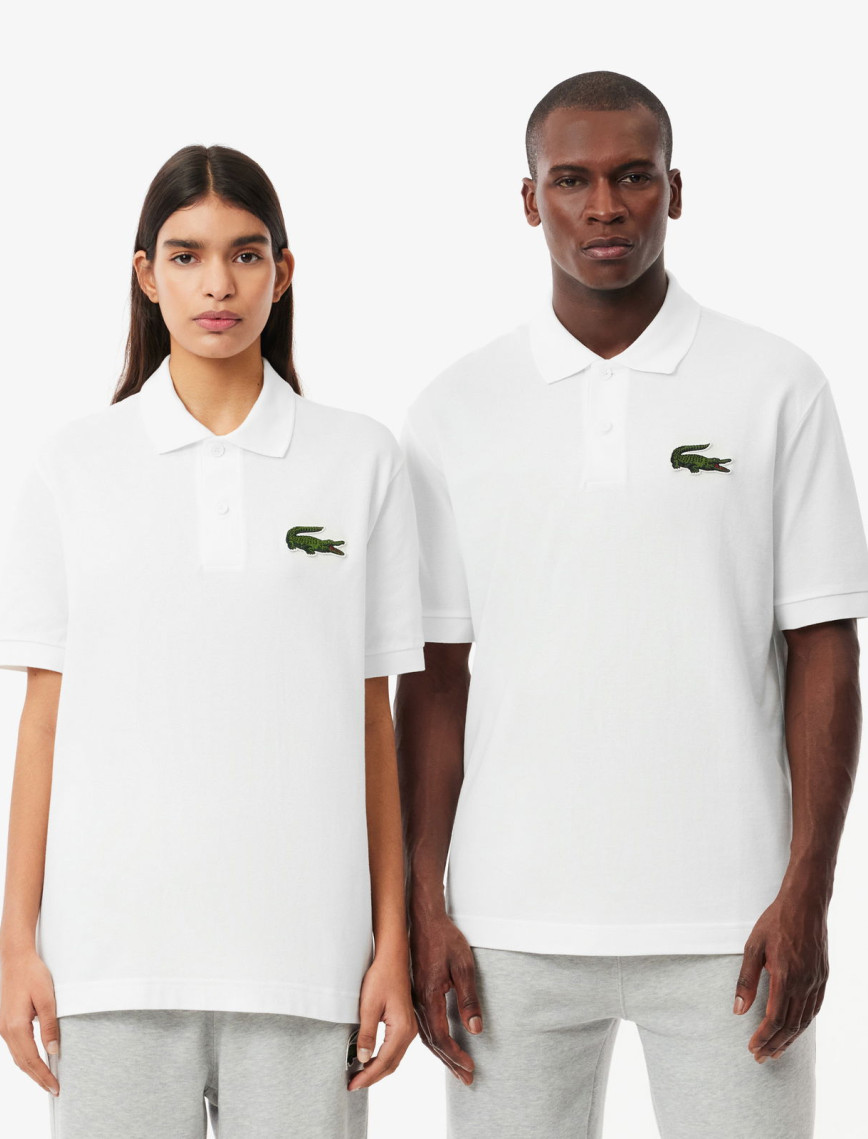 Lacoste Unisex Loose Fit Beyaz Polo Lacoste Unisex Loose Fit Beyaz Polo