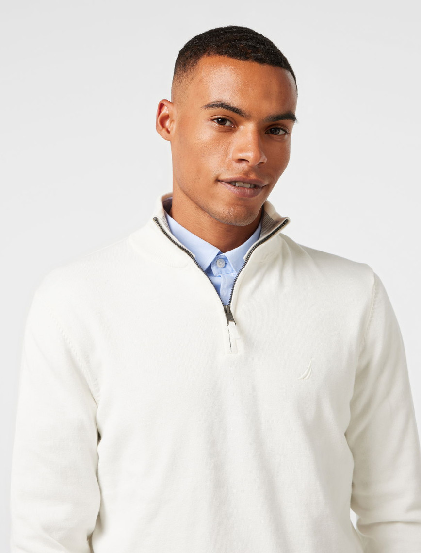 Nautica Erkek Beyaz Standart Fit Dik Yakalı Triko Nautica Erkek Beyaz Standart Fit Dik Yakalı Triko