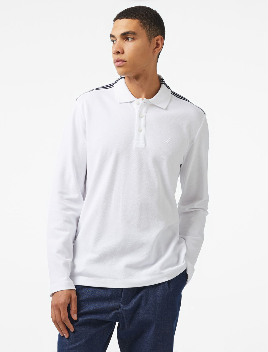 Nautica Erkek Beyaz Classic Fit Uzun Kollu Polo