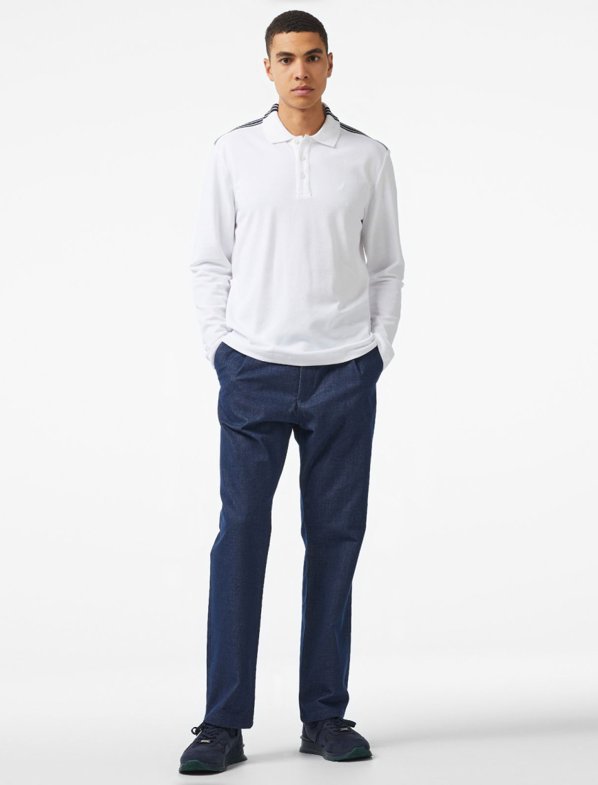 Nautica Erkek Beyaz Classic Fit Uzun Kollu Polo