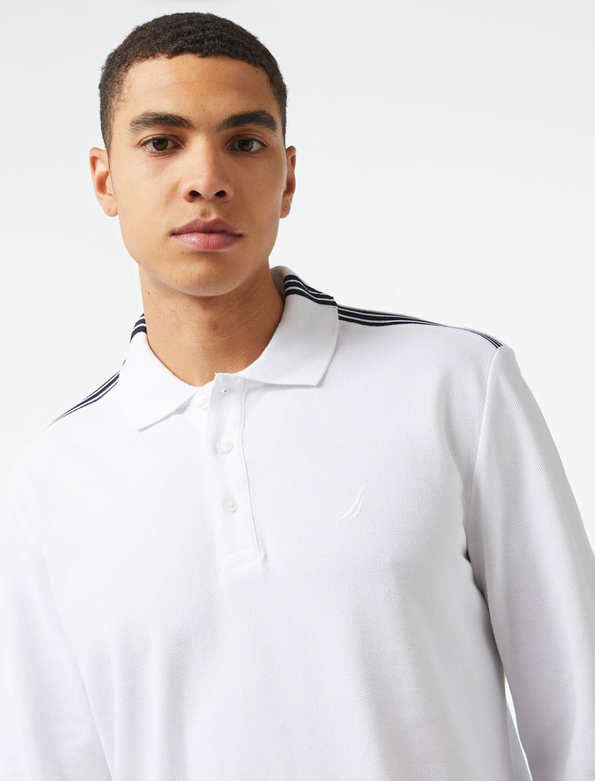 Nautica Erkek Beyaz Classic Fit Uzun Kollu Polo