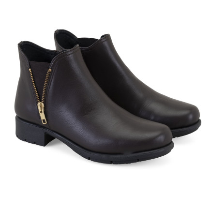 Karlee Kahve Kadın DesaComfort Fermuarlı Deri Bot