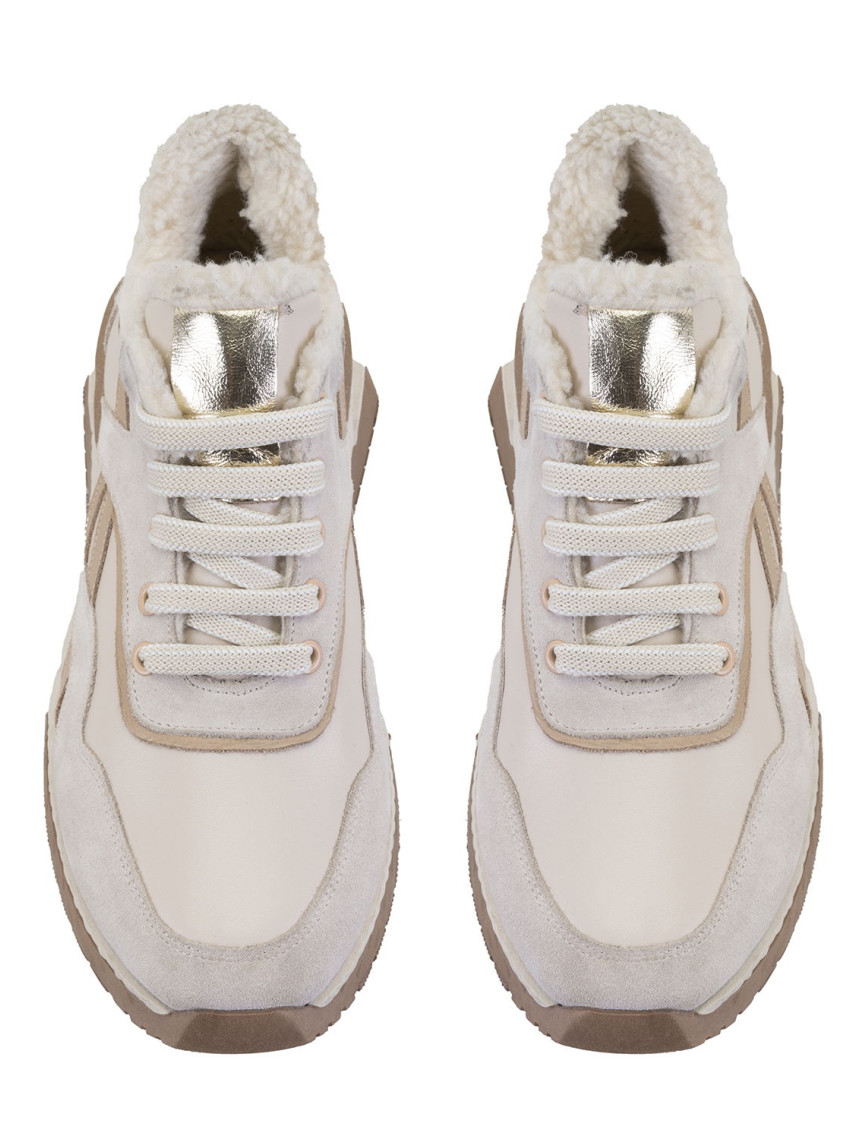 Kadın Bej Süet Deri Spor Ayakkabı