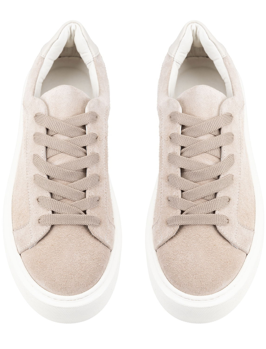 Kadın Bej Süet Deri Spor Ayakkabı Kadın Bej Süet Deri Spor Ayakkabı