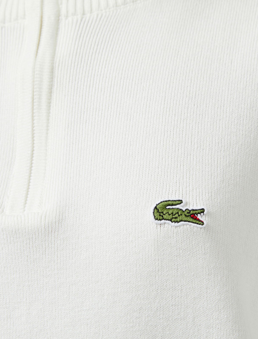 Lacoste Kadın Relaxed Fit Yarım Fermuarlı Beyaz Triko Lacoste Kadın Relaxed Fit Yarım Fermuarlı Beyaz Triko