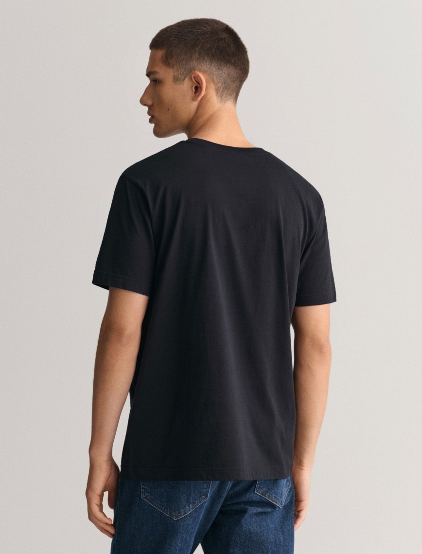 GANT Erkek Siyah Regular Fit Bisiklet Yaka Logolu T-Shirt GANT Erkek Siyah Regular Fit Bisiklet Yaka Logolu T-Shirt