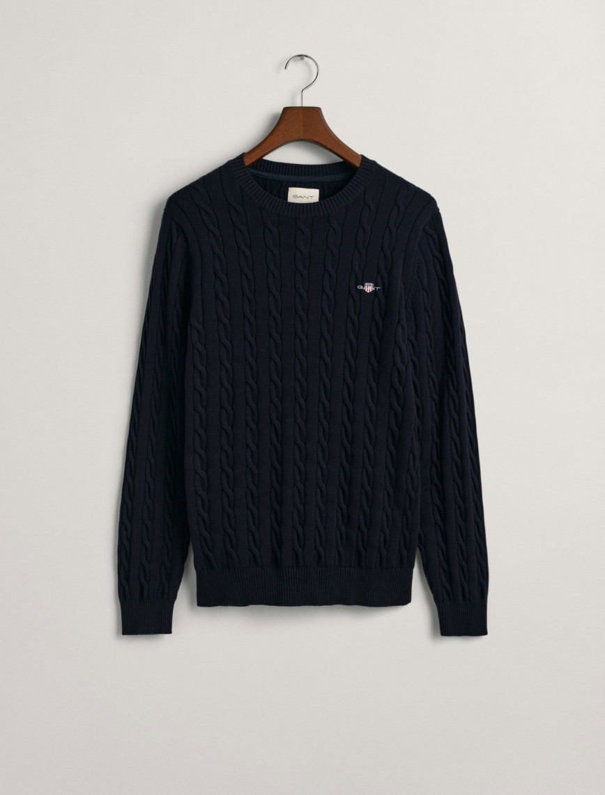 GANT Erkek Lacivert Regular Fit Bisiklet Yaka Örgü Kazak GANT Erkek Lacivert Regular Fit Bisiklet Yaka Örgü Kazak