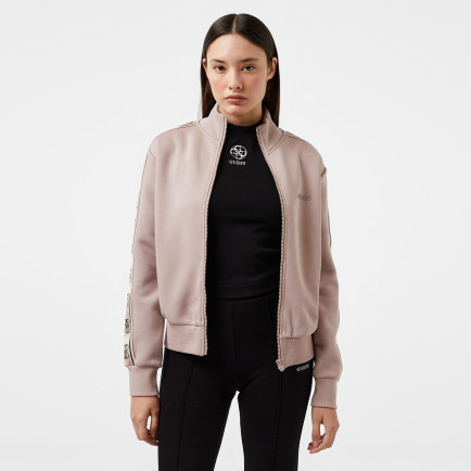 Guess Britney Full Zip Punto Milano 300 Kadın Kahverengi Sweatshirt