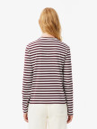 Lacoste Kadın Regular Fit Uzun Kollu Bisiklet Yaka Çizgili Bordo T-Shirt