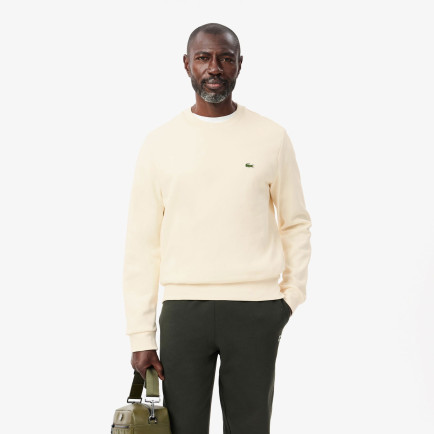Lacoste Erkek Classic Fit Bisiklet Yaka Krem Sweatshirt