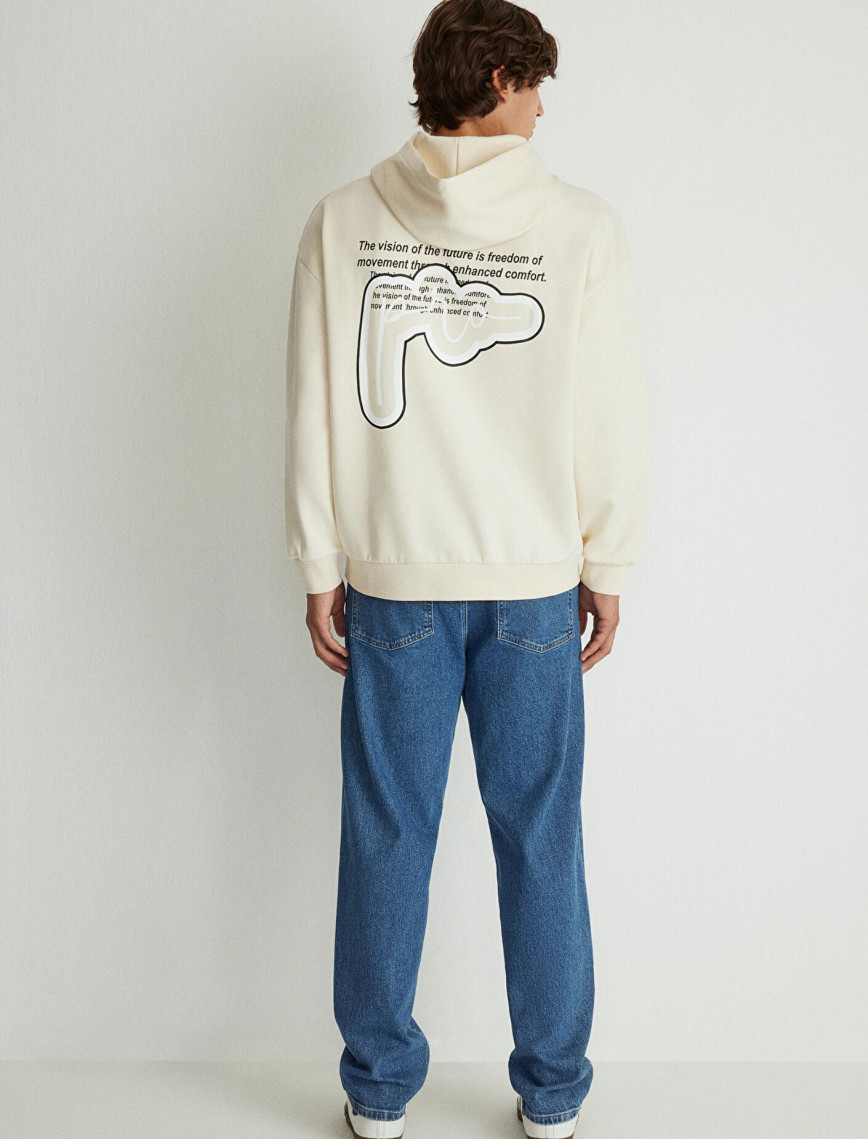 Mavi Sırt Baskılı Bej Sweatshirt 0S10286-70055 Mavi Sırt Baskılı Bej Sweatshirt 0S10286-70055