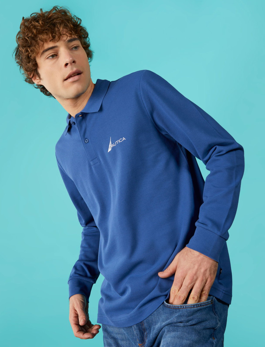 Nautica Erkek Mavi Classic Fit Uzun Kollu Polo Nautica Erkek Mavi Classic Fit Uzun Kollu Polo