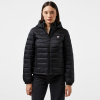 Guess Hooded Puffer Iridescent Nylon 40 Kadın Siyah Mont Guess Hooded Puffer Iridescent Nylon 40 Kadın Siyah Mont