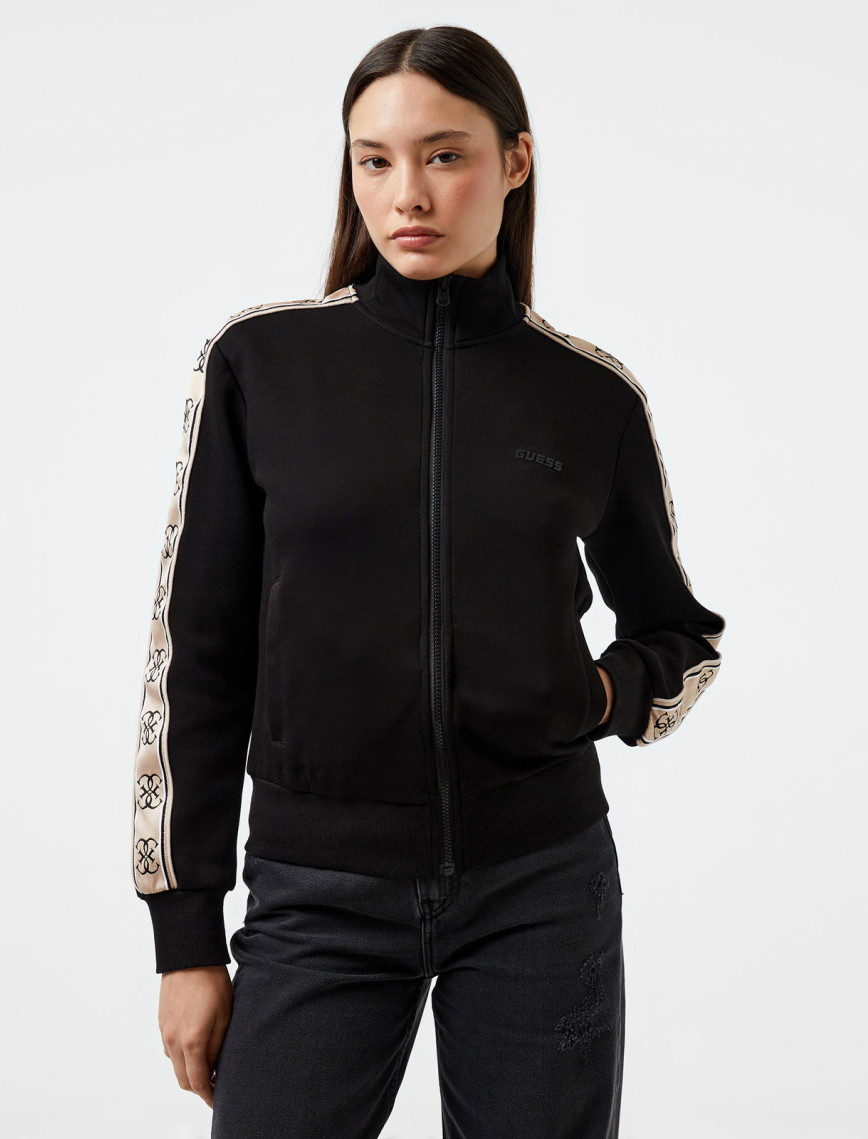 Guess Britney Full Zip Punto Milano 300 Kadın Siyah Sweatshirt Guess Britney Full Zip Punto Milano 300 Kadın Siyah Sweatshirt