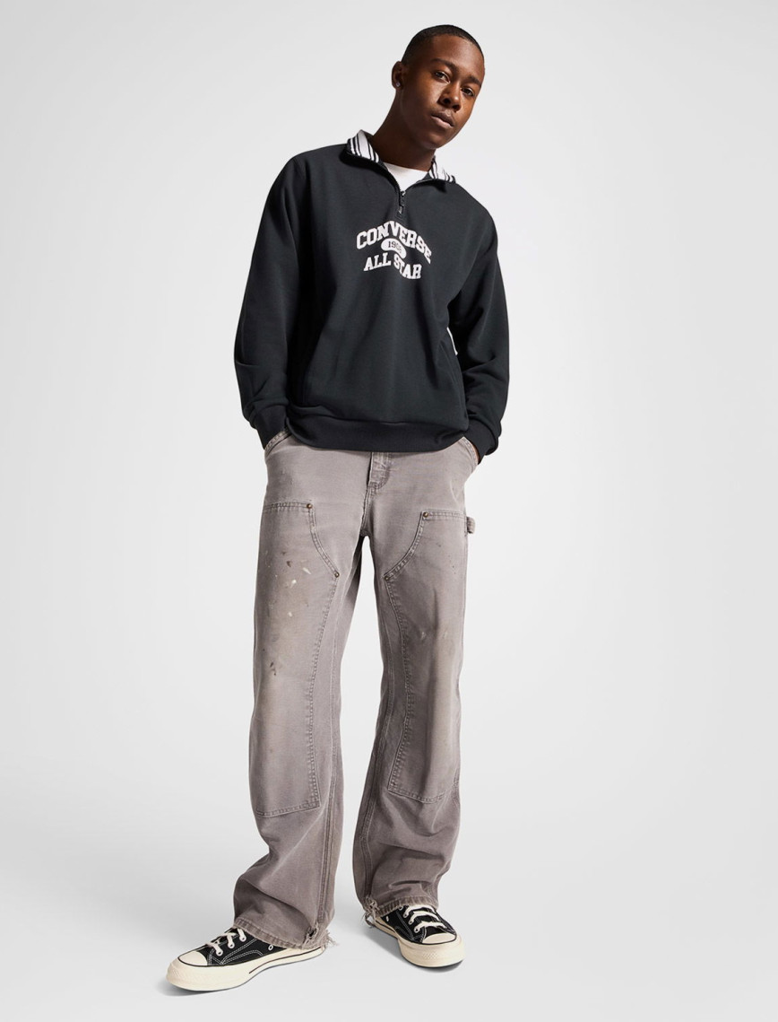 Converse Erkek Yarım Fermuarlı Siyah Sweatshirt Converse Erkek Yarım Fermuarlı Siyah Sweatshirt