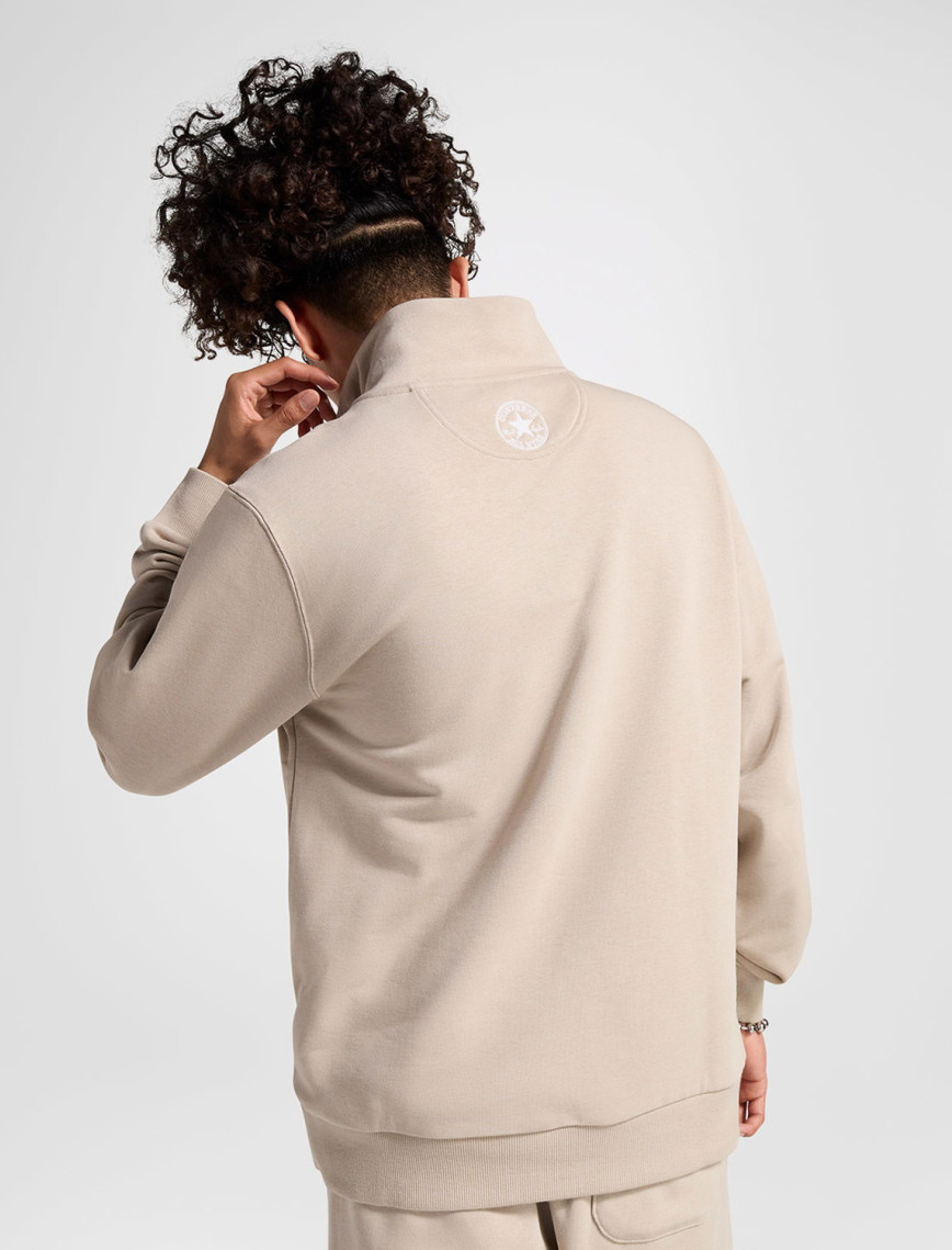 Converse Erkek Yarım Fermuarlı Bej Sweatshirt Converse Erkek Yarım Fermuarlı Bej Sweatshirt
