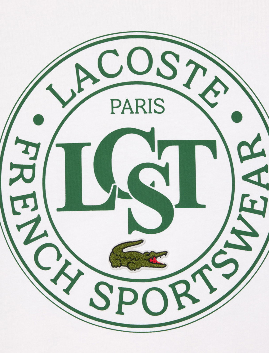 Lacoste Erkek Loose Fit Bisiklet Yaka Baskılı Beyaz T-Shirt Lacoste Erkek Loose Fit Bisiklet Yaka Baskılı Beyaz T-Shirt