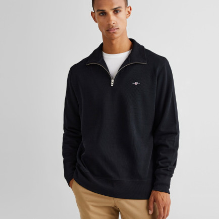 GANT Erkek Siyah Regular Fit Yarım Fermuarlı Sweatshirt GANT Erkek Siyah Regular Fit Yarım Fermuarlı Sweatshirt