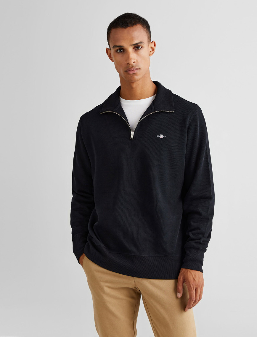 GANT Erkek Lacivert Regular Fit Yarım Fermuarlı Sweatshirt GANT Erkek Lacivert Regular Fit Yarım Fermuarlı Sweatshirt