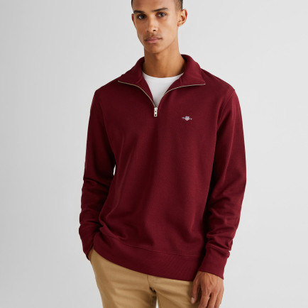 GANT Erkek Bordo Regular Fit Yarım Fermuarlı Sweatshirt GANT Erkek Bordo Regular Fit Yarım Fermuarlı Sweatshirt