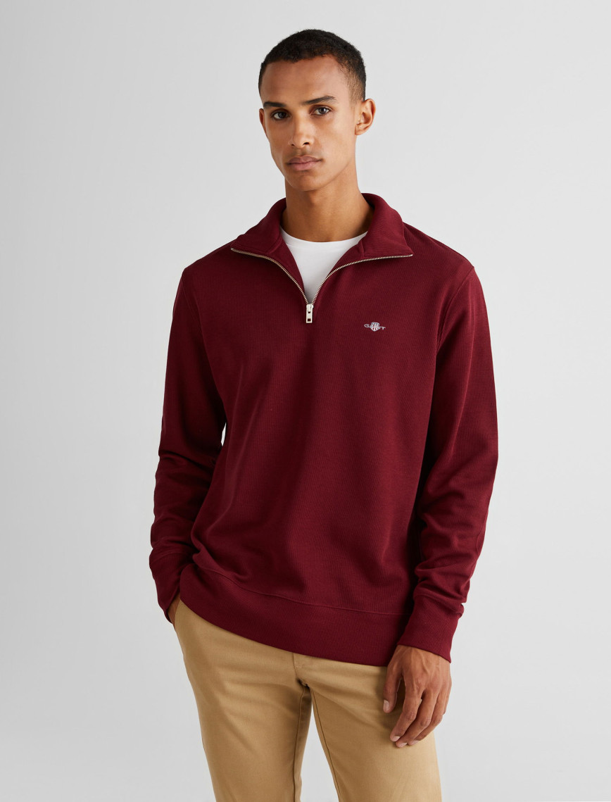 GANT Erkek Lacivert Regular Fit Yarım Fermuarlı Sweatshirt GANT Erkek Lacivert Regular Fit Yarım Fermuarlı Sweatshirt
