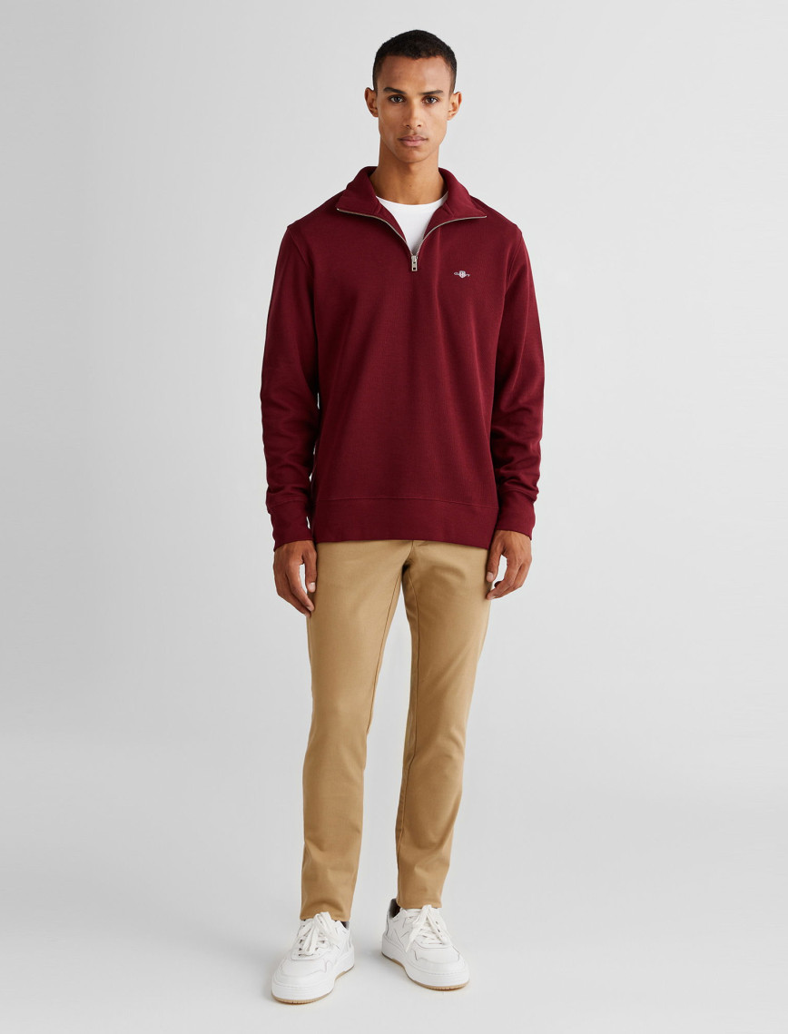 GANT Erkek Bordo Regular Fit Yarım Fermuarlı Sweatshirt GANT Erkek Bordo Regular Fit Yarım Fermuarlı Sweatshirt