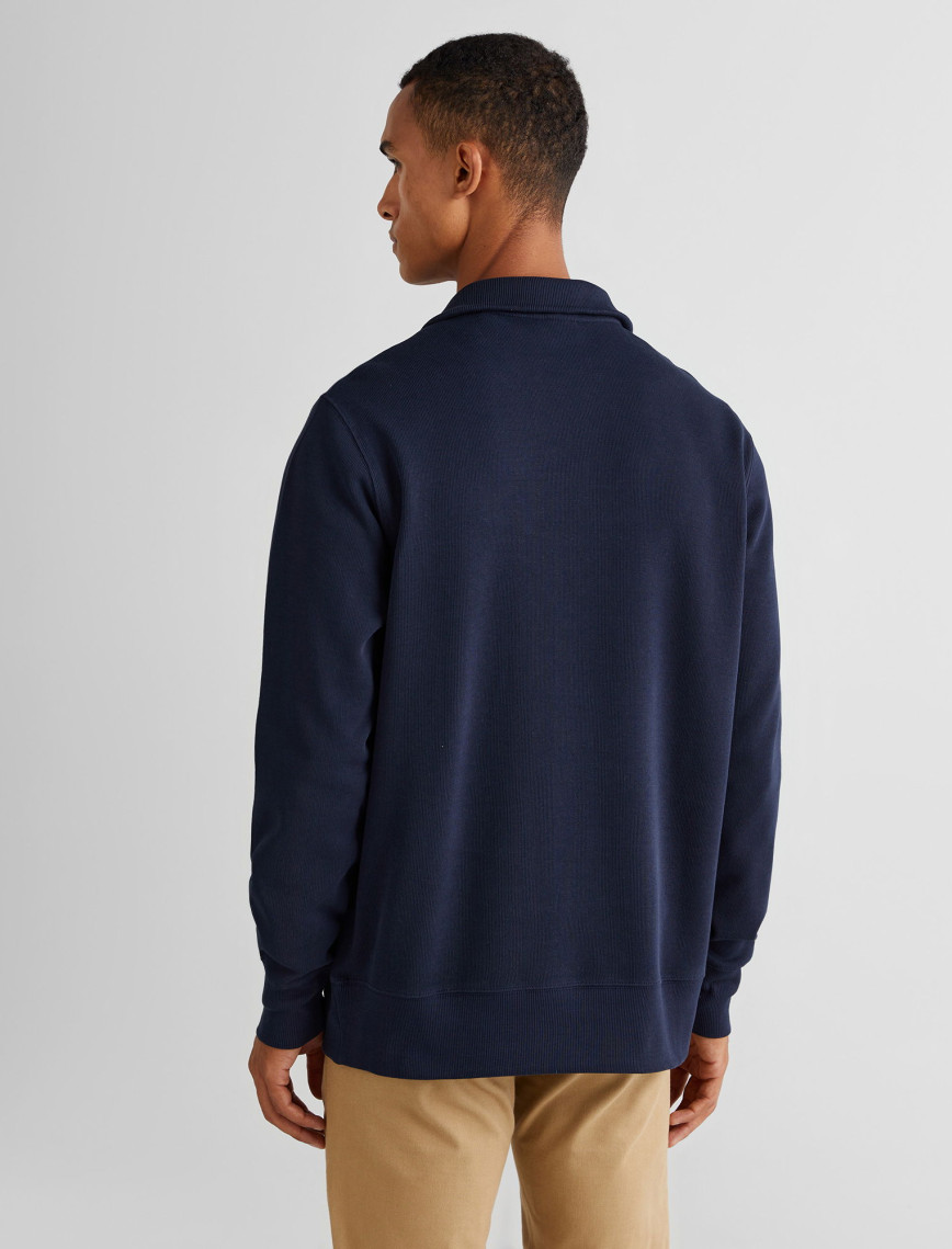 GANT Erkek Lacivert Regular Fit Yarım Fermuarlı Sweatshirt GANT Erkek Lacivert Regular Fit Yarım Fermuarlı Sweatshirt