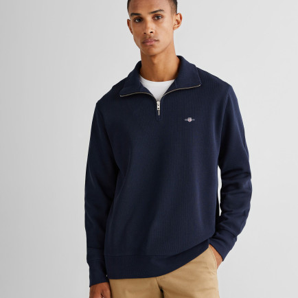 GANT Erkek Lacivert Regular Fit Yarım Fermuarlı Sweatshirt GANT Erkek Lacivert Regular Fit Yarım Fermuarlı Sweatshirt