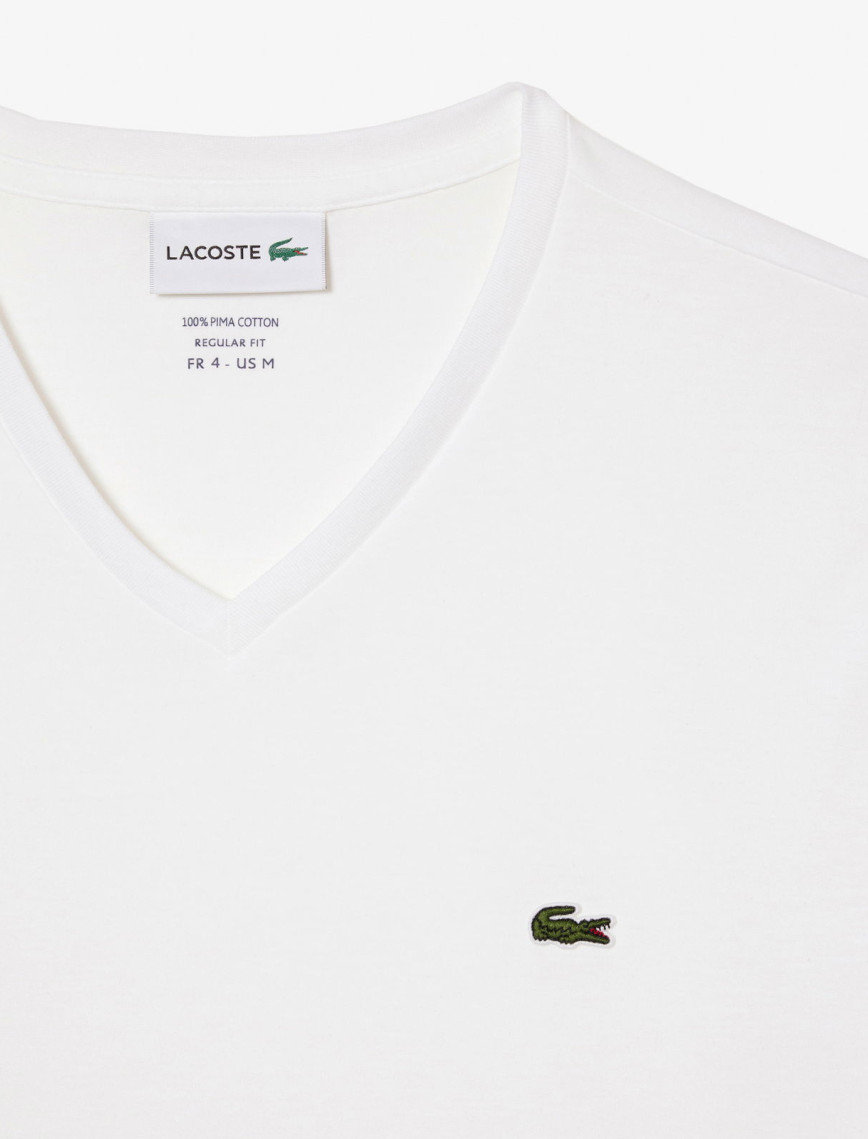 Lacoste Erkek Regular Fit V Yaka Beyaz T-Shirt Lacoste Erkek Regular Fit V Yaka Beyaz T-Shirt